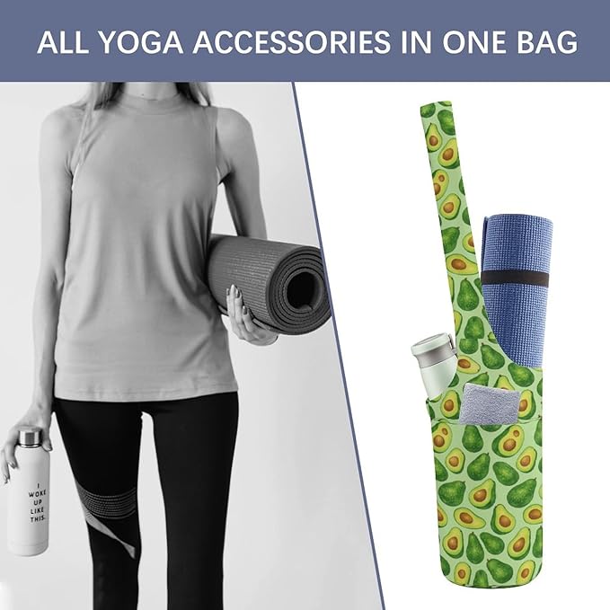 KKdskkds Fresh AvocadoYoga Mat Bag Large Opening Long Tote Yoga Mat with Pocket Fit Most Size Mats