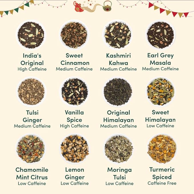VAHDAM, Assorted New Year Tea Gift Set (500g/17.63oz) 24 Unique Loose Leaf Teas in Tin Caddies - Exclusive Holiday Gift Box | New Year 2026 Presents For Women, Men & Adults