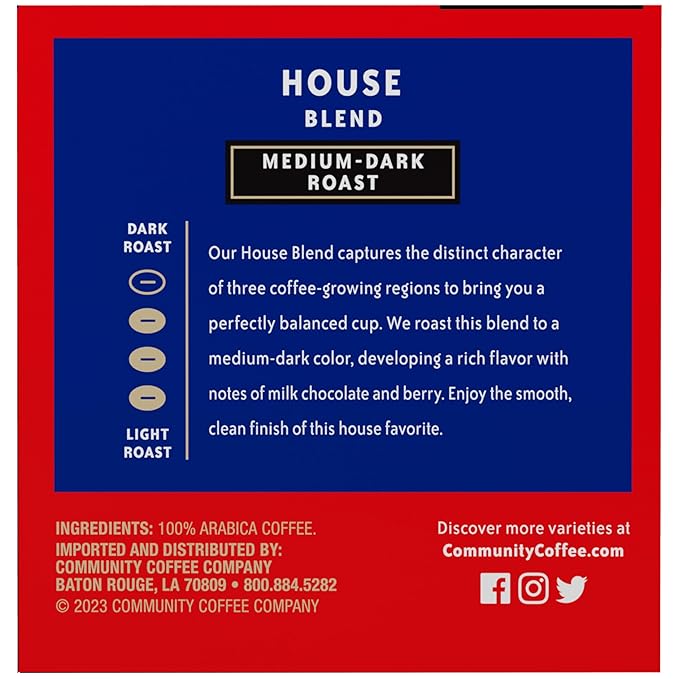 Community Coffee House Blend 72 Count Coffee Pods, Medium Dark Roast, Compatible with Keurig 2.0 K-Cup Brewers, 12 Count (Pack of 6)