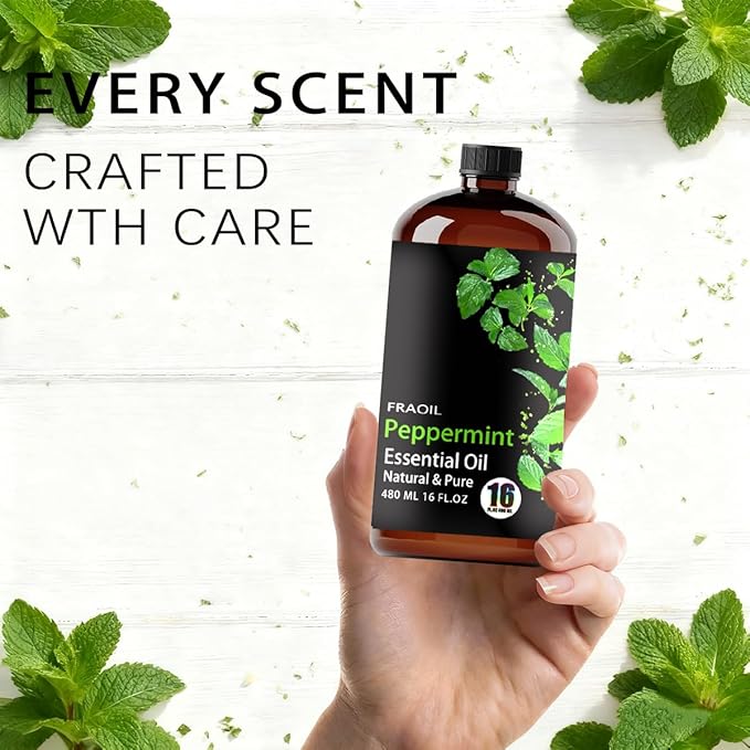 Peppermint Essential Oil, Peppermint Oil 16 Fl Oz 480 ML for Diffuser Humidifier Yoga Cleaning DIY Candle Soap Making Perfume Gift Essential Oils