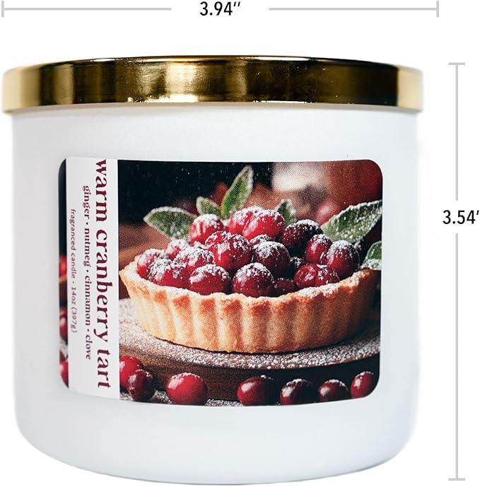 Colonial Candle Holiday Scented Candle, Warm Cranberry Tart, 14 oz - Made in The USA