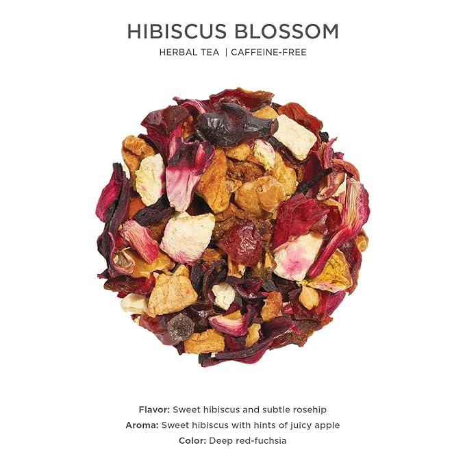 Tea Forte Hibiscus Blossom Premium Loose Leaf Caffeine-Free Herbal Tea Blend Canister, Makes 35-50 Cups