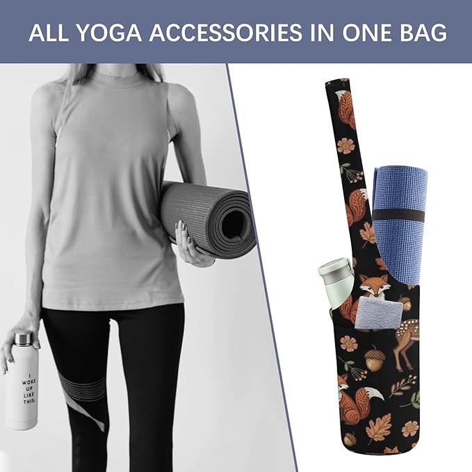Aiyoolee Spacious Yoga Mat Storage Bag Single Shoulder Portable Carrier with Pocket for Gym Yoga Fitness