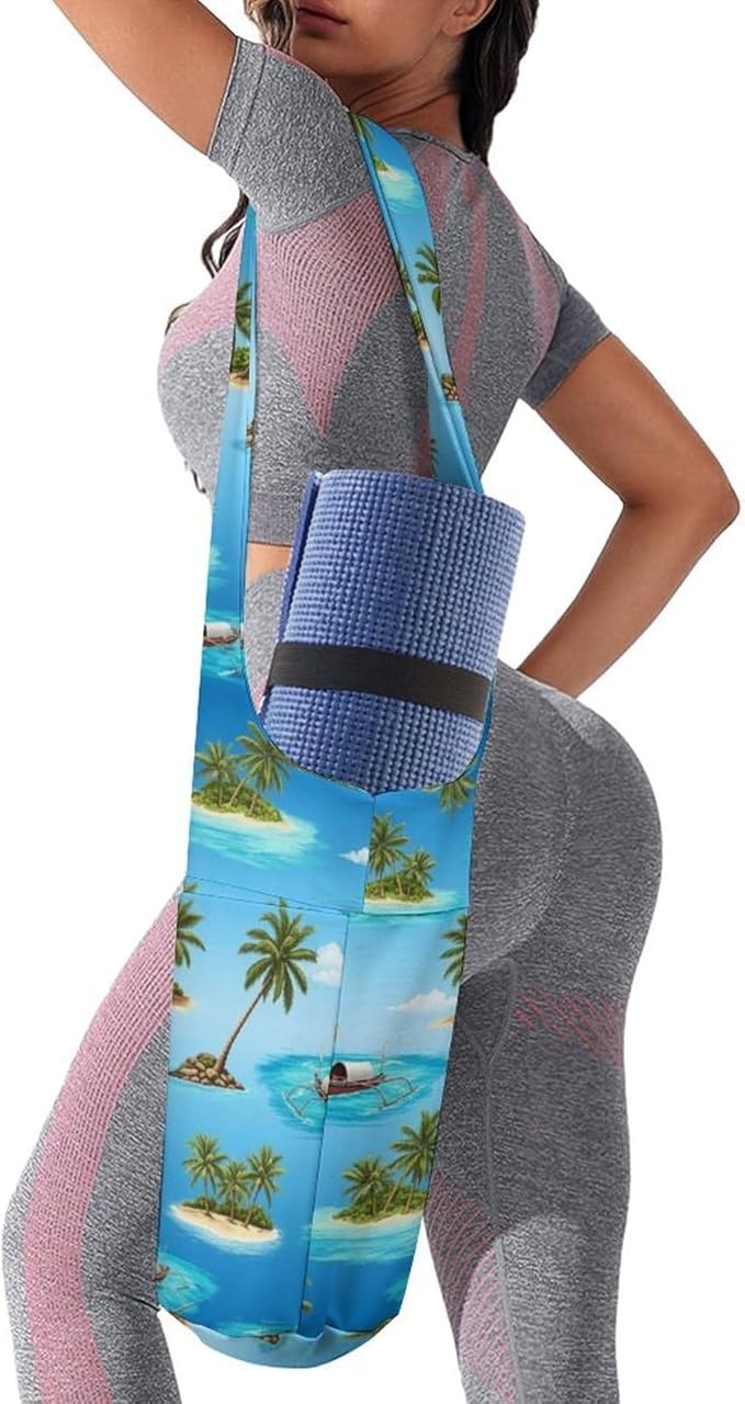 Aiyoolee Fashion Yoga Mat Bag with Large Pocket, Long Tote Yoga Bag Fit Most Mats Accessories