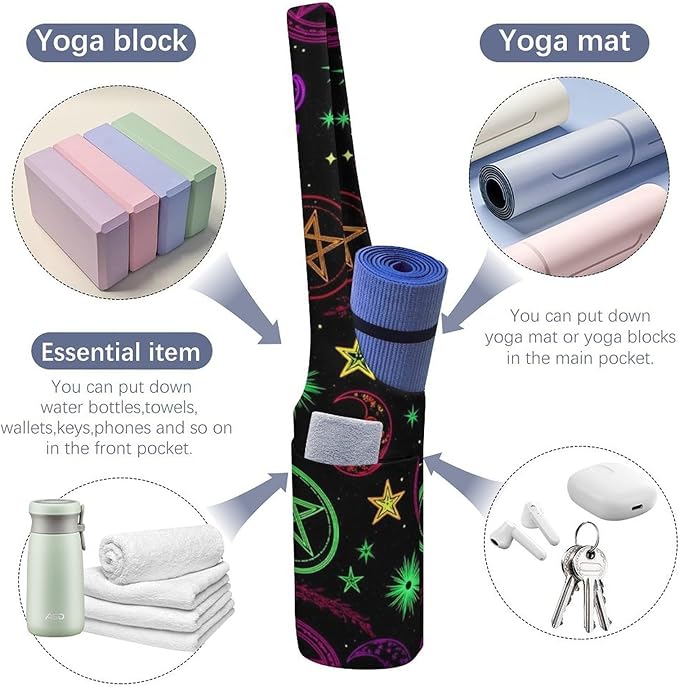 Meaudiwes Yoga Mat Bag for Women, Stylish Yoga Mat Tote Sling Carrier Bag, Long Strap Exercise Mats Totes Sport Storage Bag