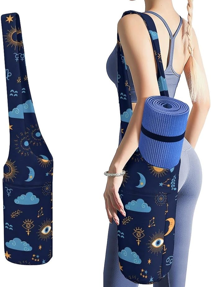 Meaudiwes Yoga Mat Bag for Women, Stylish Yoga Mat Tote Sling Carrier Bag, Long Strap Exercise Mats Totes Sport Storage Bag