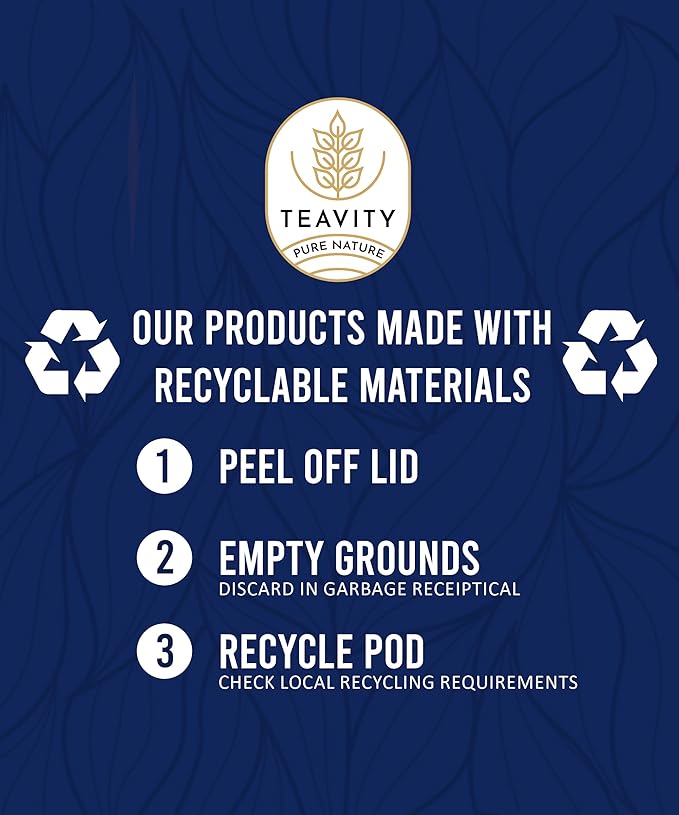 Organic Tea Pods with Moringa, Peppermint, Holy Basil & Turmeric - Naturally Decaf Tea - Mental Focus by Teavity (36)