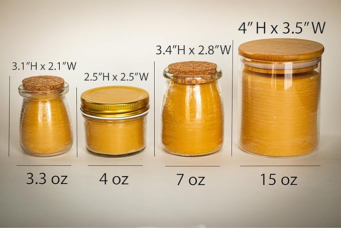 BeeTheLight Beeswax Jar Candle - 100% Pure USA Bees Wax in Glass Container - Vanilla Honey