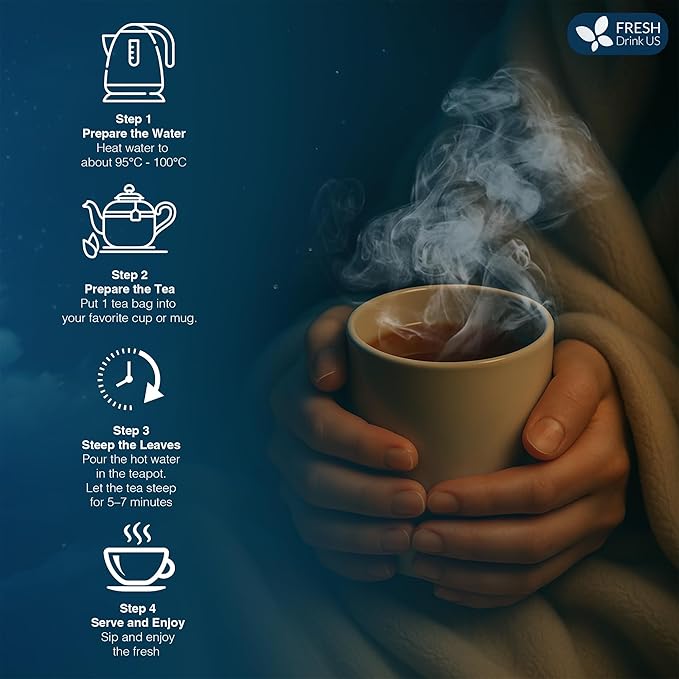 FreshDrinkUS, Premium 135 Tea Bags Better Sleep Herbal Tea | Caffeine-Free Loose Leaf Blend with Spearmint Leaves, Lemongrass Leaves, and Hawthorn Berry – Naturally Refreshing and Aromatic.