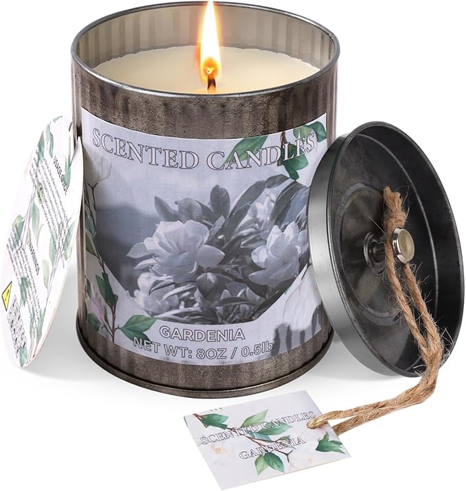 Candles for Home Scented, 8oz Soy Wax Candle, 50 Hours Burn Time, Gardenia Aromatherapy Candles, Ideal for Birthday, Mother's Day, Christmas Gift