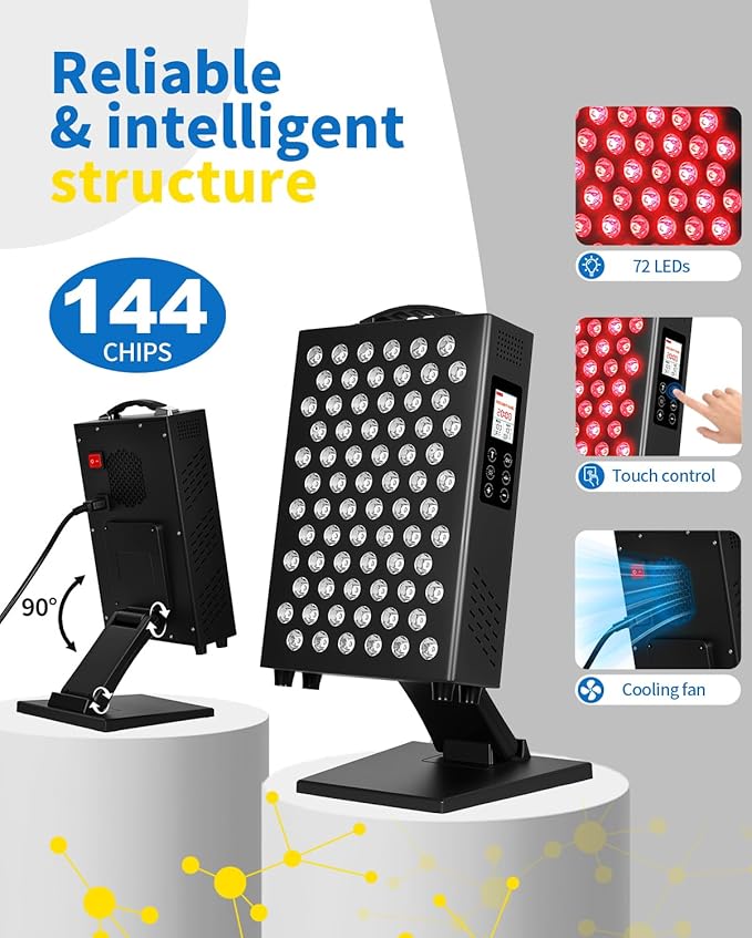 Red Light Therapy for Body and Face, 660nm 850nm Infrared Red Light Therapy Panel, 72 Dual Chip LEDs Device for Skin Care, Better Sleep & Recovery