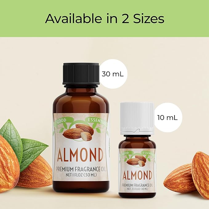 Good Essential – Professional Almond Fragrance Oil 10 ml for Diffuser, Candles, Soaps, Perfume, Aromatherapy 0.33 fl oz