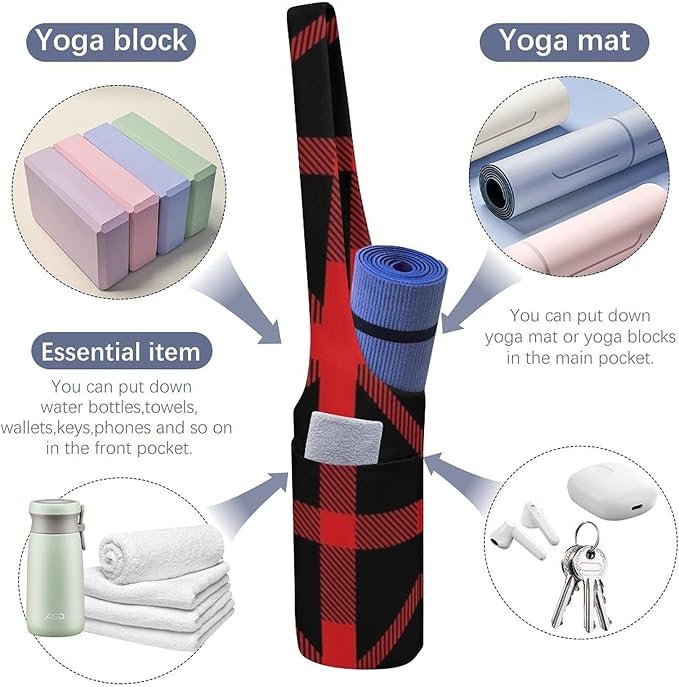 Aiyoolee Yoga Mat Bags, Large Tote Yoga Mat Carrier Holder with Water Bottle Pocket, Adjustable Shoulder Strap Storage Bag