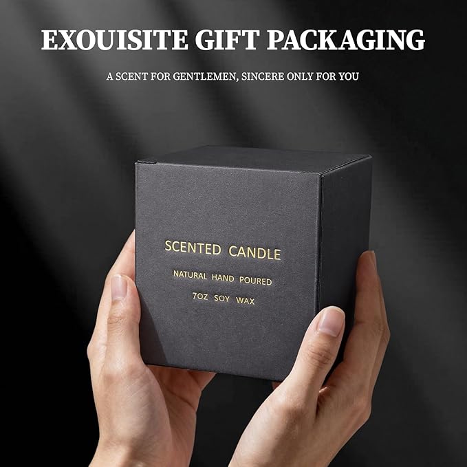 Vintage Leather Candle, 7 oz Scented Candle for Men, Soy Candles for Home Scented, Masculine Jar Candle for Him, 50 Hours Burning Time Mens Candle Gift for Boyfriend, Father, Birthday Present Giving