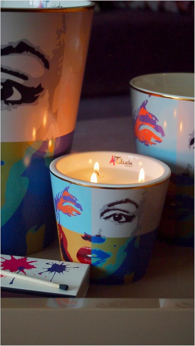 Scented Candle | Eco-Friendly Soy Blend Wax | Luxury Candles | Perfect for Gifting | Perfect for Home Décor | 14oz | 10cm Tall | Approx Burn Time - 80 Hours (Arte Pop, 10cm)
