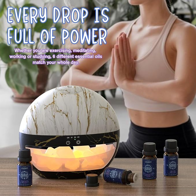 SALUBRITO Essential Oils Set, Wellness Aromatherapy Oil for Diffuser, Home, Candle, soap Making, Natural Blend Oils Gift for Women and Men, 6x10ml