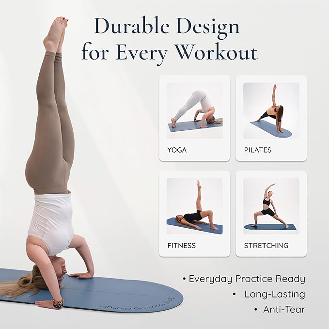 Flaè Athletics Arch-shaped Yoga Mat, Eco PU Rubber, Non-Slip Exercise Mat for Yoga, Pilates, Home Workout & Stretching with Carry/Stretch Strap & Motivational Design