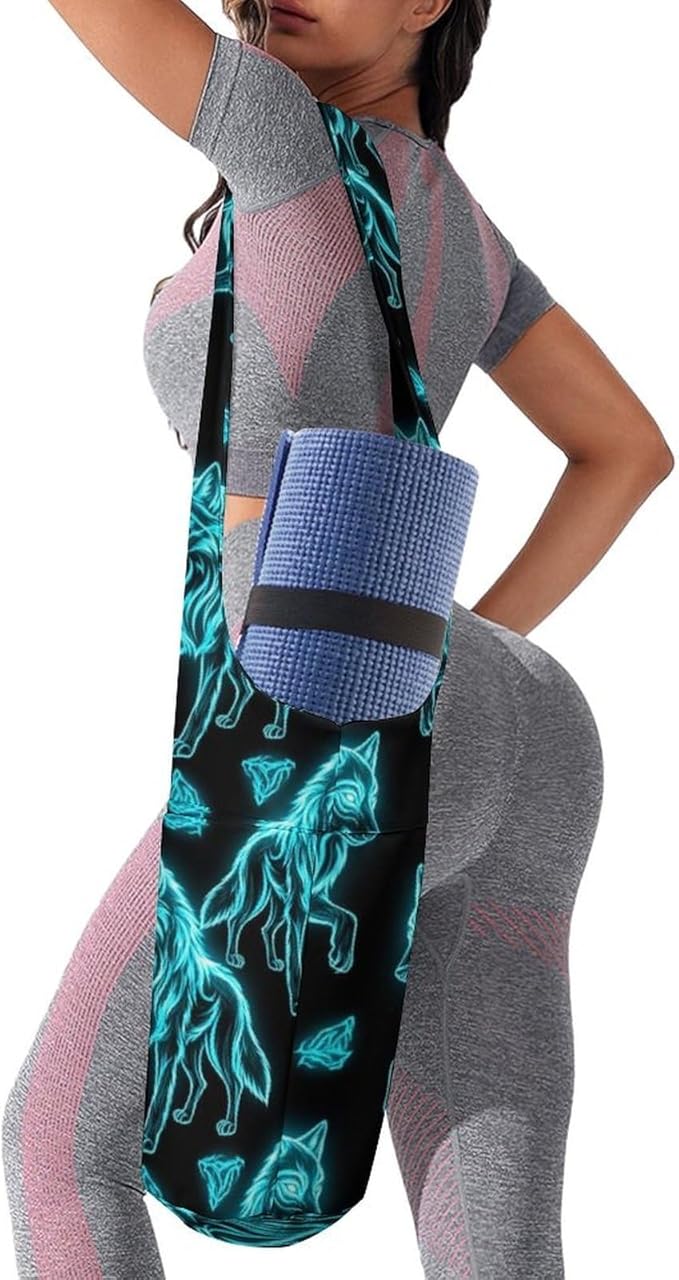 Aiyoolee Fashion Yoga Mat Bag with Large Pocket, Long Tote Yoga Bag Fit Most Mats Accessories