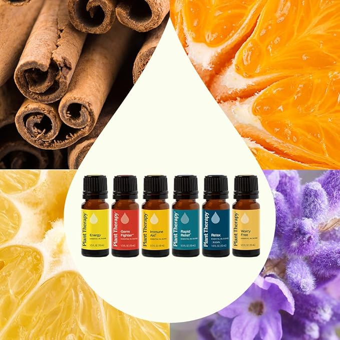 Plant Therapy Essential Oil Blends Set, Top 6 Most Popular, 10 mL (1/3 oz) Each, 100% Pure, Undiluted, Great for Essential Oil Diffusers or Body Care Creations
