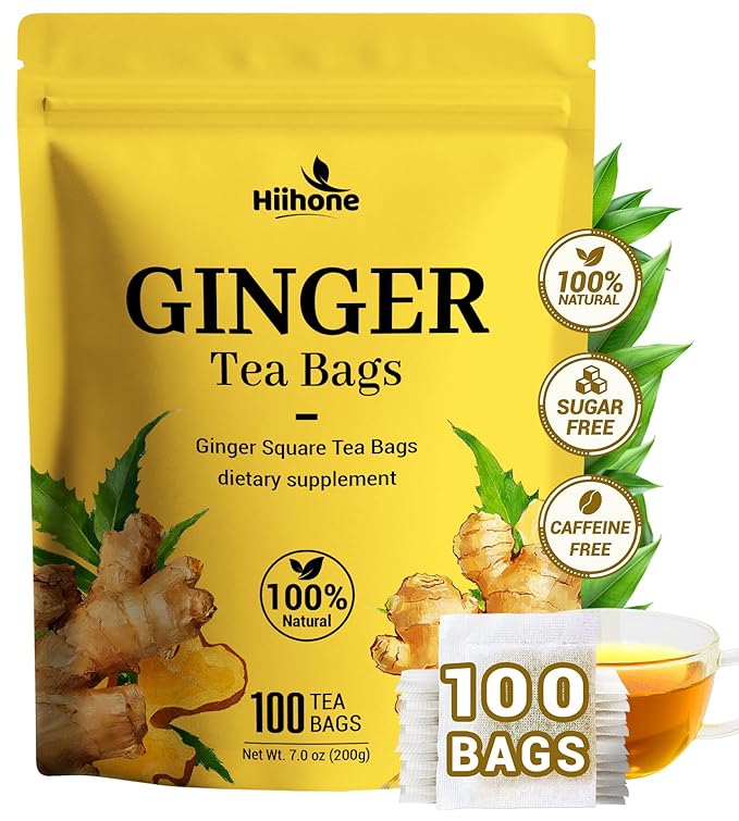 Ginger Root Herbal Tea - Caffeine Free, 100 Teabags
