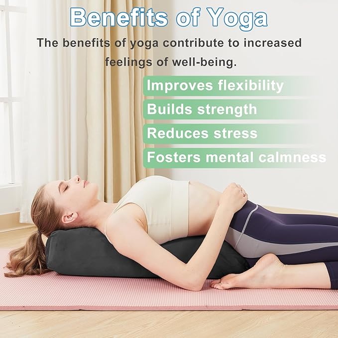 TokSay Rectangular Yoga Bolster Pillow, Meditation Pillow for Yin & Restorative Yoga, Filled with Wasted Sponge