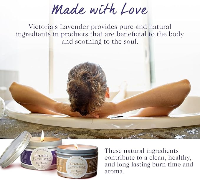 Victoria's Lavender Vanilla Lavender Massage Candle Wax - Aromatherapy Candle That Turns Into Massage Oil, Travel Size, Made in The USA by Victoria's Lavender - (8 Oz)