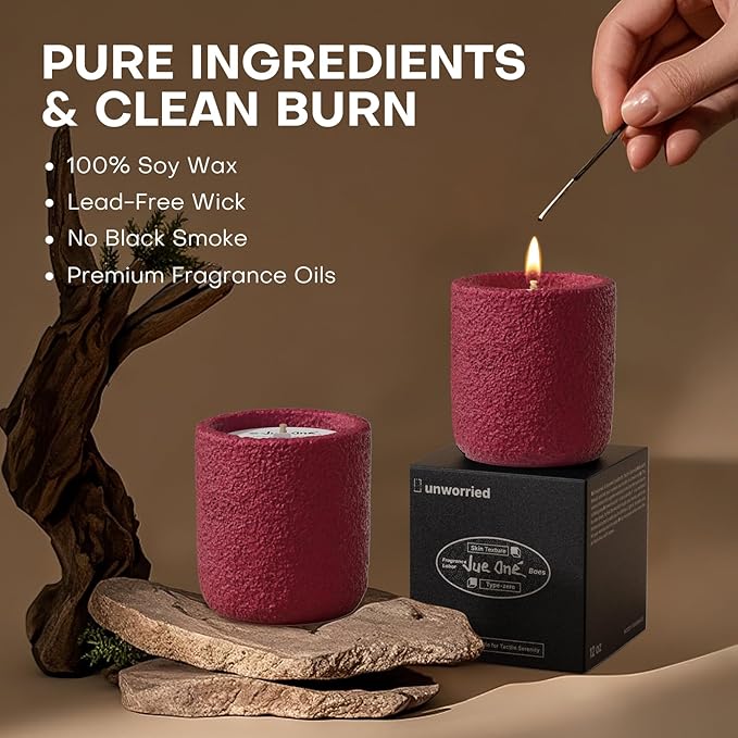 Scented Candles for Home, Natural Soy Wax Candle Gift, Non-Toxic Cement Jar Candles, Luxury Aromatherapy for Stress Relief, Housewarming Gifts, Highly Scented, Home Décor, Amber Patchouli