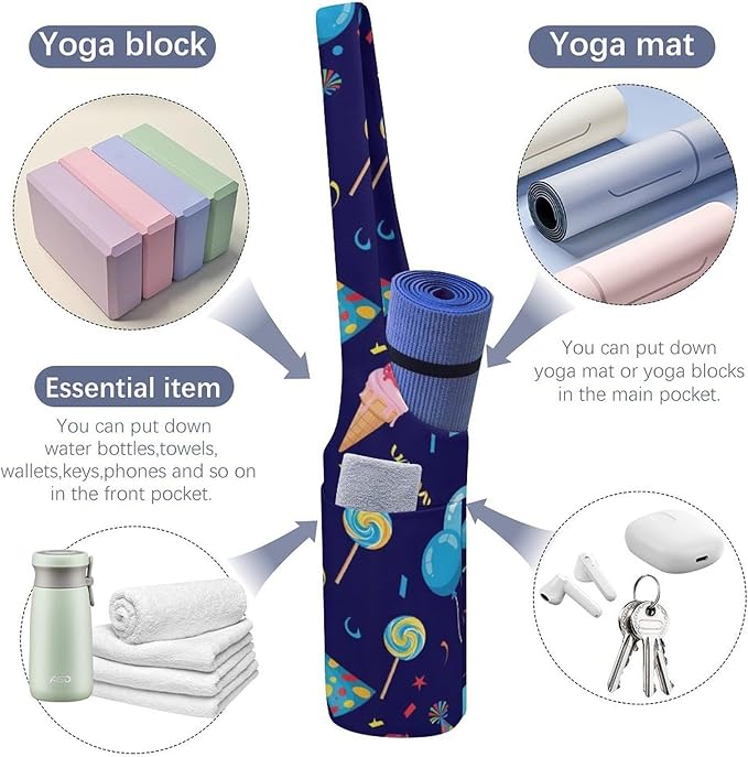 Meaudiwes Large Yoga Mat Bag with Long Strap for Women Yoga Accessories Sports Storage Bags Exercise Mats Tote Sling Carrier Bag