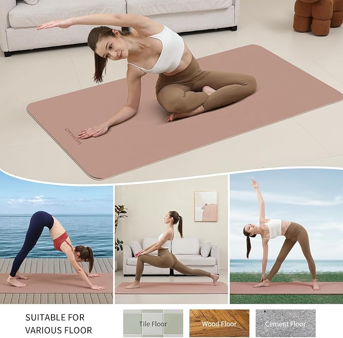 WOHAO Extra Thick 8mm Yoga Mat, 72"x28" Non Slip Exercise Mat, Reversible 2-Sided Dual Color Premium POE Material, with Carrying Strap for Yoga, Pilates, Home Gym