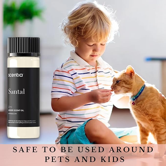 Santal Diffuser Oil – Premium 20ml Santal-Inspired Blend – Sandalwood, Amber, Musk, Cedar, Cardamom – Luxury Fragrance Oil for Ultrasonic & Waterless Diffusers – Made in USA, Thanksgiving Gift