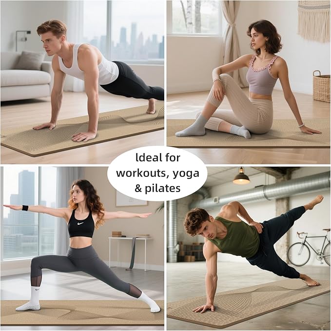 ILILI Yoga Mat, 72x25×0.3 Inch, Non-Slip, TPE Exercise Mat, Tear-Resistant, Fitness Yoga Mat with Carrying Strap, Ideal for Yoga, Pilates, Home Workouts, Stretching & All Fitness Routines