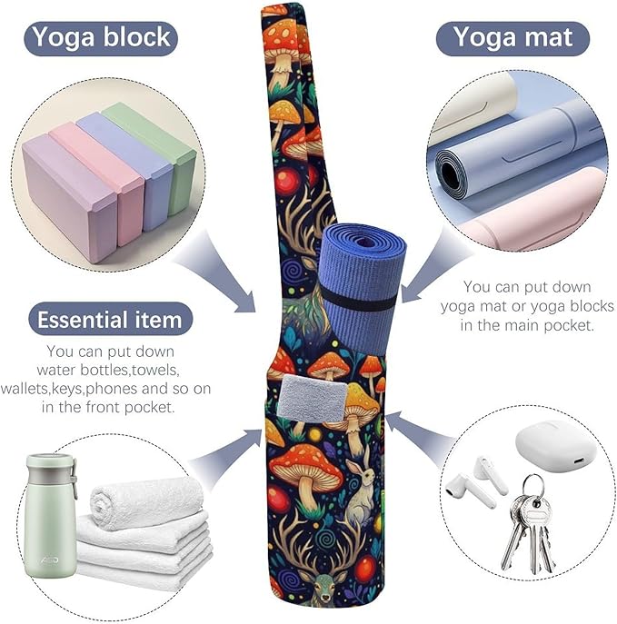 Meaudiwes Large Size Yoga Mat Bag with Long Strap, Yoga Mats Carrier Storage Bag, Exercise Mat Holder Accessories