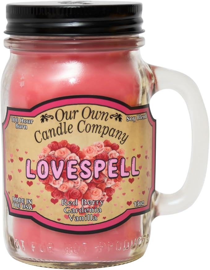 Our Own Candle Company Lovespell Scented 13 Ounce Mason Jar Candle