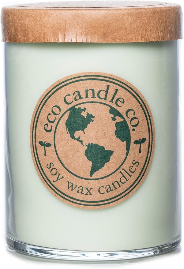 ECO CANDLE CO. Recycled Candle, Eucalyptus Mint, 18 oz. - Scents of Eucalyptus, Spearmint, & Peppermint - 100% Soy Wax, No Lead, Kraft Paper Label & Lid, Hand Poured, Phthalate Free, Midwest Soybeans