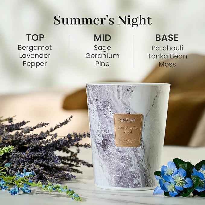 M&SENSE Extra Large Candle 35oz 150H Summer Night Scented Candle, 3 Wick Highly Scented Jar Candle, XL Candles Gift for Stress Relief, Meditation, Yoga