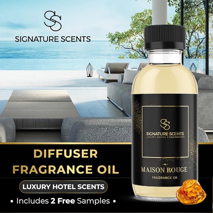 Luxury Hotel Diffuser Oil for Hotels and Homes - Aromatherapy Oils for use with an Essential Oil Diffuser at Home - Fragrance-Scent Diffuser Oil Blend (Maison Rouge) 4.05fl oz (120ml)