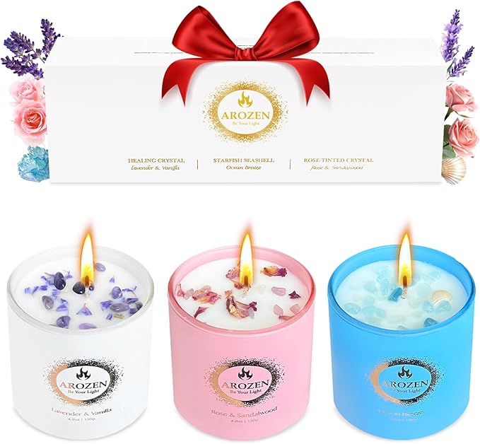 3 Pack Candles for Home Scented, Christmas Scented Candles Gift Set, Aromatherapy Soy Gifts Set for Women, Lavender Candle, 70H Long Lasting for Christmas Birthday Mother's Day Present Gifts