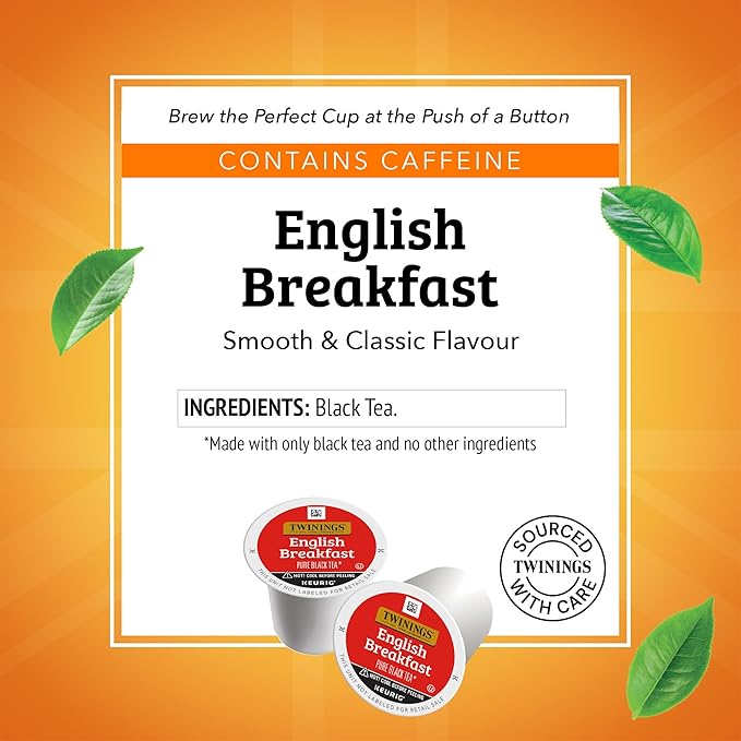 Twinings English Breakfast Black Tea K-Cup Pods for Keurig, 24 Count (Pack of 1), Smooth, Flavourful, Robust, Caffeinated, Enjoy Hot or Iced