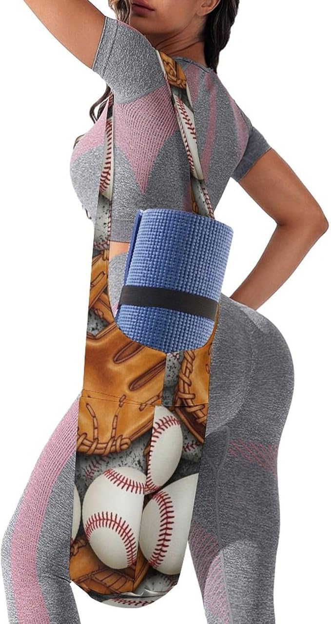 Aiyoolee Fashion Yoga Mat Bag with Large Pocket, Long Tote Yoga Bag Fit Most Mats Accessories