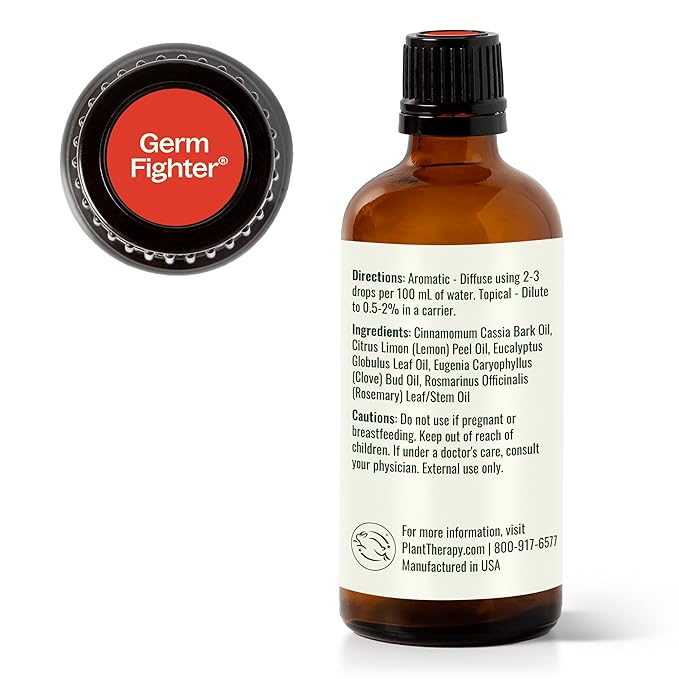 Plant Therapy Germ Fighter Essential Oil Blend 100% Pure, Undiluted, Natural Aromatherapy, Therapeutic Grade 100 mL (3.3 oz)