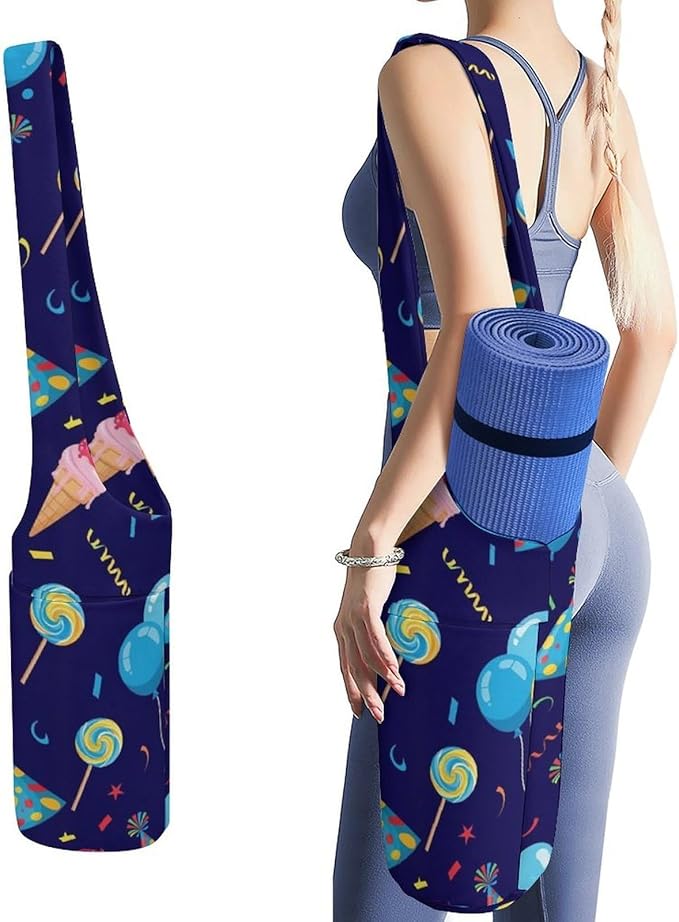 Meaudiwes Large Yoga Mat Bag with Long Strap for Women Yoga Accessories Sports Storage Bags Exercise Mats Tote Sling Carrier Bag