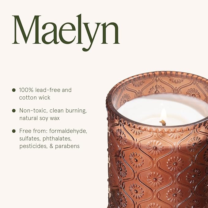 LA JOLIE MUSE Christmas Candle | Hearth & Velvet Flames | Saffron, Clove & Vanilla | 6 oz Natural Soy Wax | 40-Hour Clean Burn | Christmas Gift for Women & Family