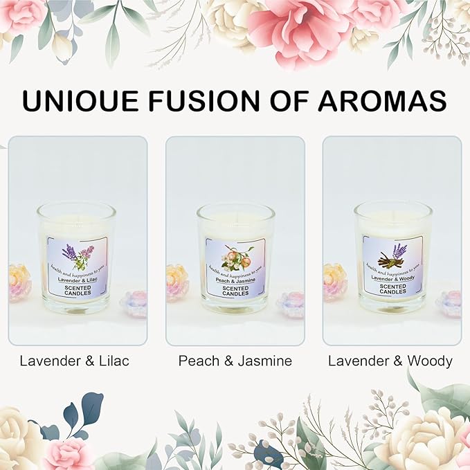 3-Pack Aromatherapy Soy Wax Candles Gift Set, Romantic Home Fragrance, Relaxing Essential Oil Scented Candles for Home, Spa, Yoga, Gifts for Women & Men(3-Pack-Style 1)