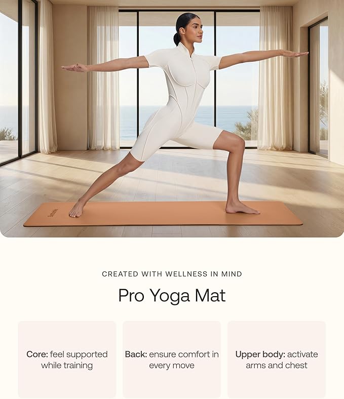 BetterMe Pro Yoga Mat - Non-Slip Yoga Mat for Home Workouts - Lightweight & Thoughtful Quality Exercise & Workout Mat for Yoga, Pilates and Fitness