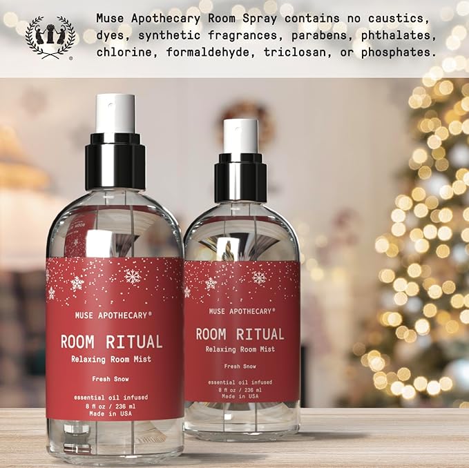 Muse Apothecary Room Ritual - Room Spray, Aromatic and Relaxing Room Mist, Air Freshener Spray, Infused with Natural Aromatherapy Essential Oils - 8 oz, Fresh Snow
