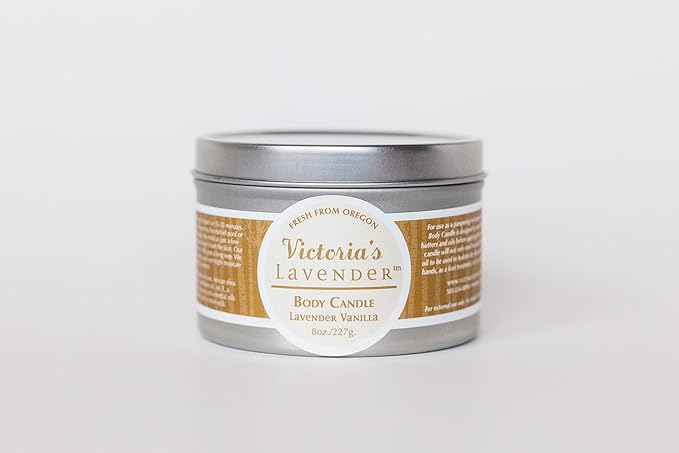 Victoria's Lavender Vanilla Lavender Massage Candle Wax - Aromatherapy Candle That Turns Into Massage Oil, Travel Size, Made in The USA by Victoria's Lavender - (8 Oz)