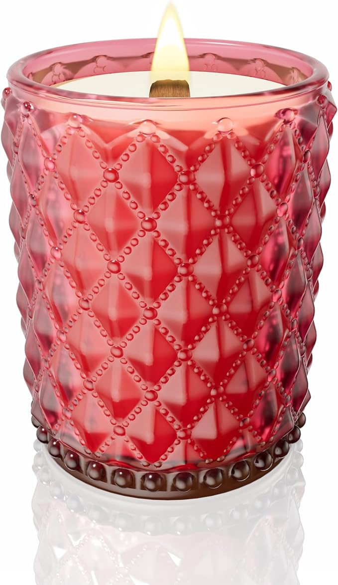 M&SENSE Dark Rose & Amber Scented Candle | 16.6oz, 100-Hour Burn | Natural Non-Toxic Soy Wax | Long-Lasting for Mood Healing and Gifting | for Bathroom, Kitchen, Office