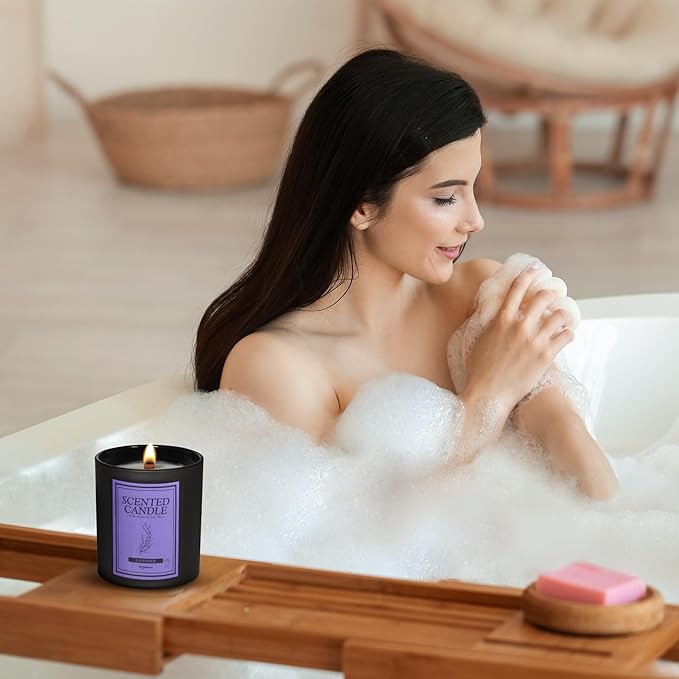 Scented Candles 100% Soy Wax Candles for Home: 8oz Wood Wick Soy Candles Gift for Men & Women - Strong Fragranced Aromatherapy Candles 50+ Hour Burn Time