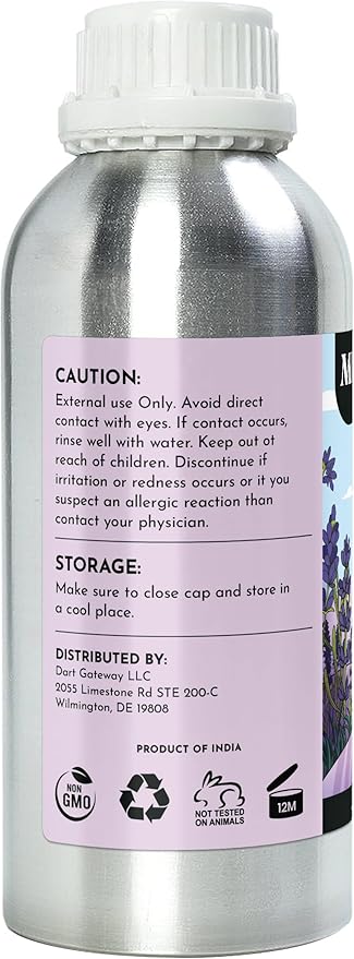 16 fl oz - Lavender Essential Oil (100% Pure & Natural) Large Aluminum Bottle for Aromatherapy, Diffuser, Candle & Soap Making - Minamino Blends