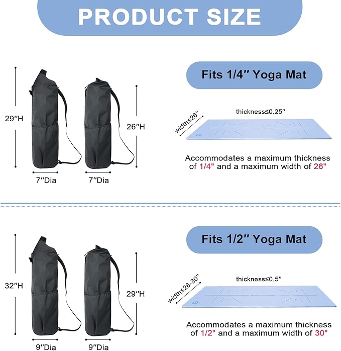 Explore Land Oxford Yoga Mat Storage Bag with Breathable Mesh Window and Large Pockets